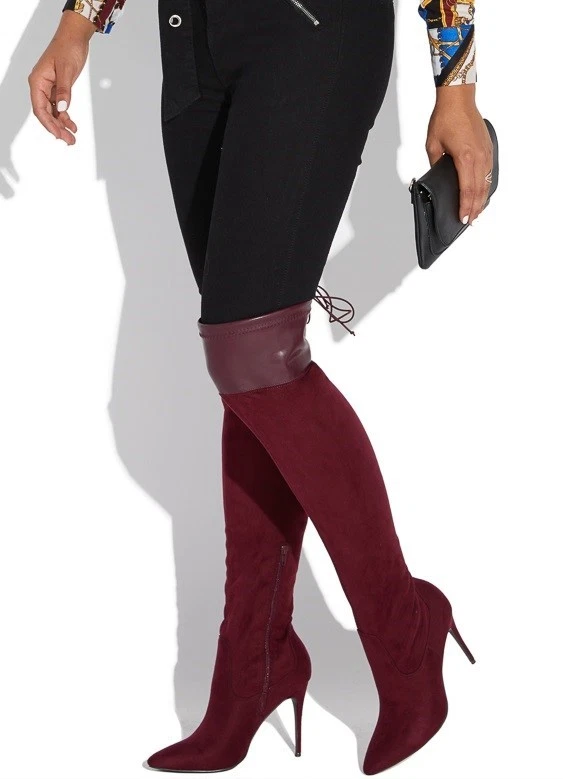 Первые впечатления от SHOEDAZZLE, бордовые сапоги из искусственной замши и кожи OTK, РАЗМЕР 8 - Изображение 2 из 4