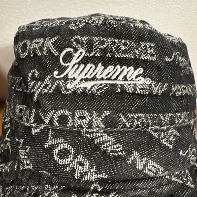 Supreme Jacquard Multi Type Denim Crusher Bucket Hat Size M/L FW22