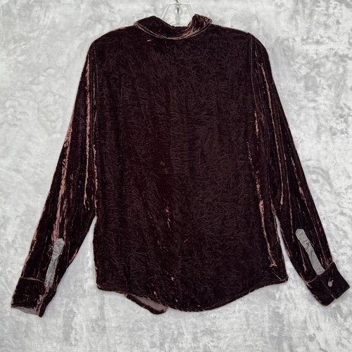 CP Shades Shirt Womens Small Crushed Velvet Silk Blend Button Up Long Sleeve USA - Picture 2 of 10