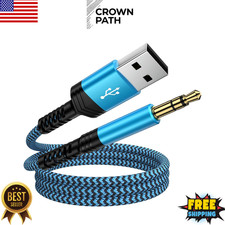 USB a to 3.5Mm Audio Aux Cable,Braided 3FT USB Male to AUX Male Jack Adapter TRS