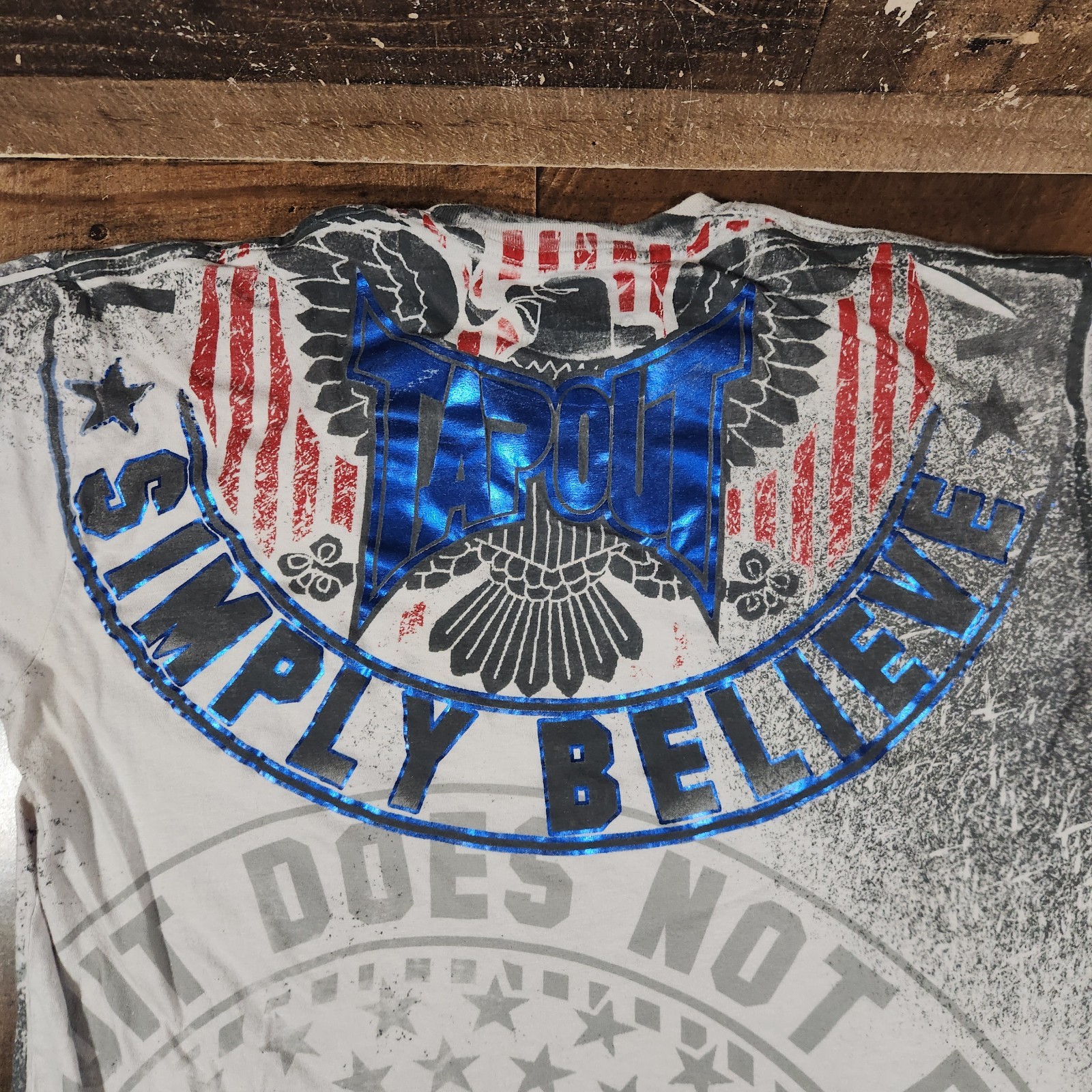 Vintage Tapout Shirt Mens Large Gray Red Blue Y2K MMA UFC Graphic Tee