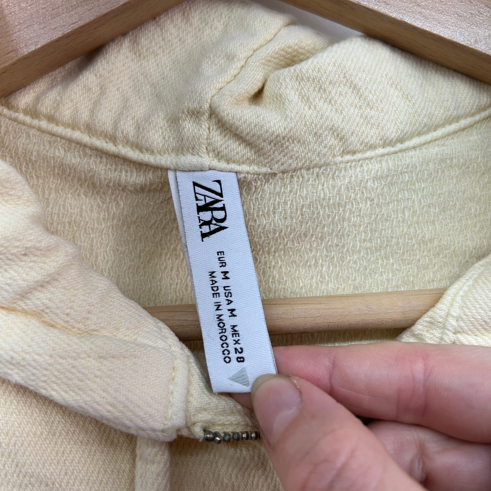 Zara Light Yellow Zip Up Corset Style Cropped Crop Hoodie Sweatshirt Medium thumbnail 5