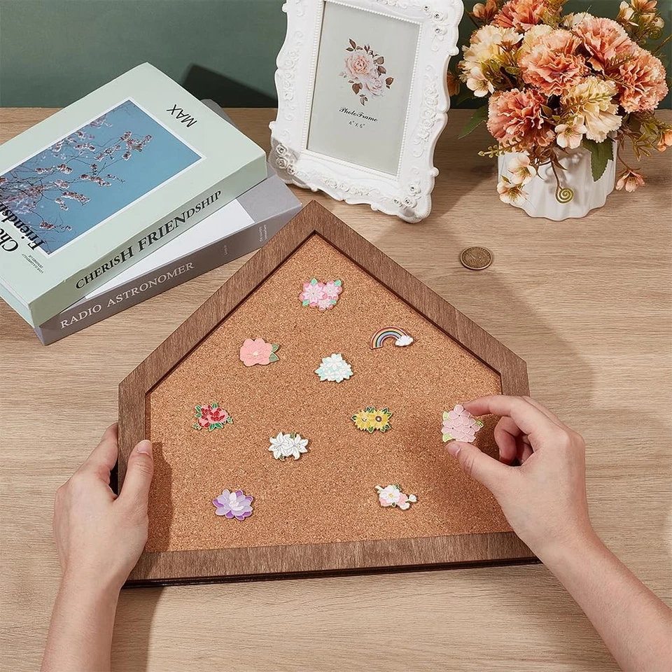 Cork Brooch Board, 11.8x11.8 Inch Wall Cork Tray Baseball Home Plate Pin Boar... - Image 3 of 4