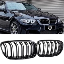 Gloss Black Front Kidney Dual Slats Grill For BMW E90 E91 LCI 3 series 2009-2011