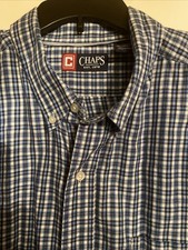 Chaps Men’s Dress Shirt Button Down Regular Blue Plaid XXL