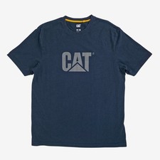 CAT Caterpillar Men  s Navy Blue Logo Graphic T-Shirt Size M Short Sleeve...