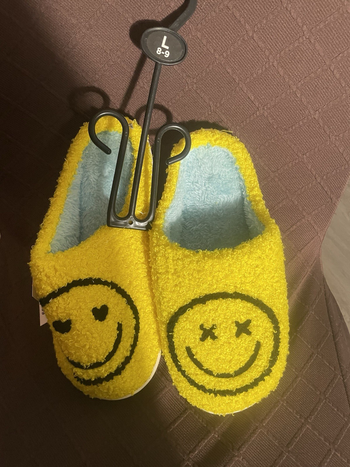 PANTOFOLA D’ORO PANTOFOLE FUZZY DONNA O UOMO GIALLE FACCINE SORRIDENTI TAGLIA 9 10 1 2 DONNA