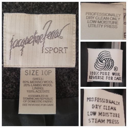 Jacqueline Ferrar Sport Sz 10P Gray Merino Wool Lambs Wool Blazer Academia Work - Picture 4 of 10