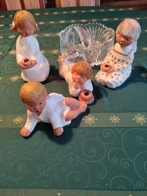 4 Singer Jullar Engel  4er Set Engel/ Konvoi , handbemalt, vermutlich 1974