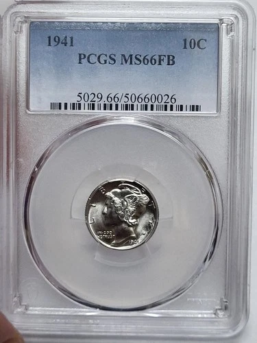 1941 Mercury Dime PCGS MS66 FB Full Split Bands WHITE FLASHY Coin