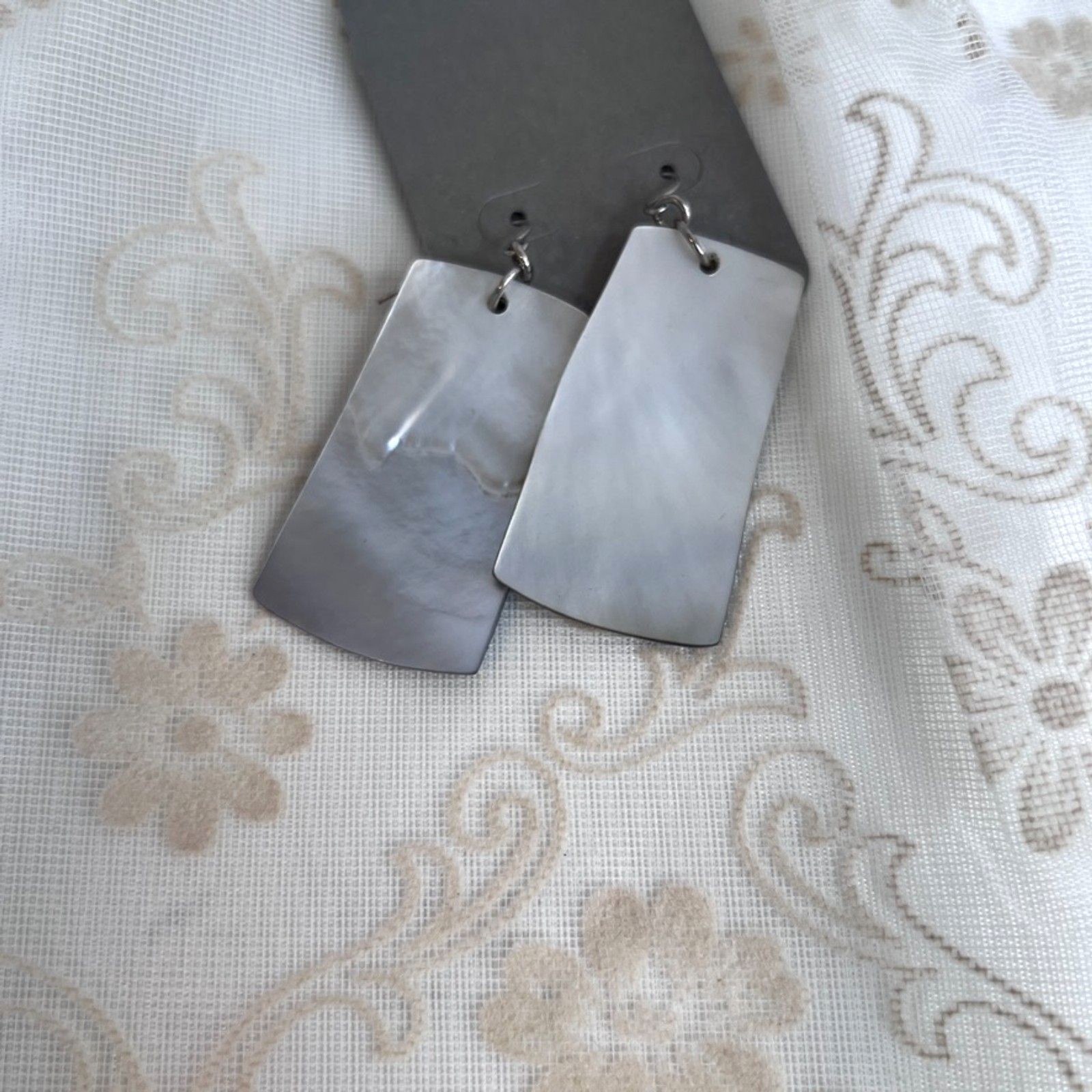 Abalone Shell Rectangular Drop Dangle Earrings Pi… - image 2