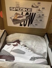 Jordan Spizike Low GS Unisex Kids 6Y White/Burgundy/Gray Leather Low Top