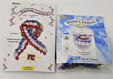 Lot of 2 Darice Patriotic Beading Crafting Kits Wind Chimes Angels  Ribbon
