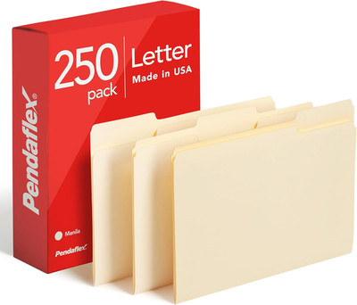 File Folders, Letter Size, 1/3 Cut, Manila, 250 per Box (752250)