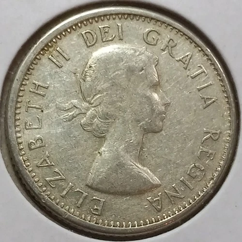 1964 Canadian 80% Silver Dime 10 Cents Elizabeth II (Very Fine Details)