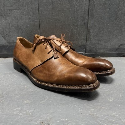 HARRIS FIRENZE 1913 x BARNEYS NY Brown Leather Handmade Derby Shoes Sz UK 11
