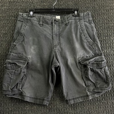 Vintage y2k Gap Cargo Shorts Mens 34 Gray 10  Inseam Baggy Relaxed Skater