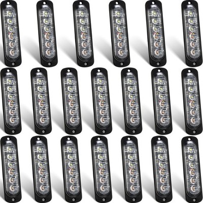 20 Pack LED Strobe Lights - Amber White Flashing Warning Lights for Trucks, SUVs
