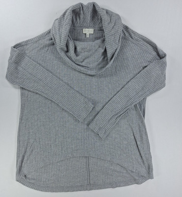 Lucky Brand Women's Medium Cowl Neck Sweater Long Sleeve Hi-Lo Hem Gray