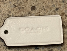 COACH Logo New York Cream Hang Tag Charm Purse Leather 1.75 '' x 0.75"