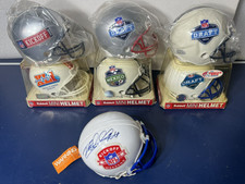 Lot of 7 Riddell Mini 3-5/8 NFL Football Helmets Superbowl, Draft, Kickoff, etc