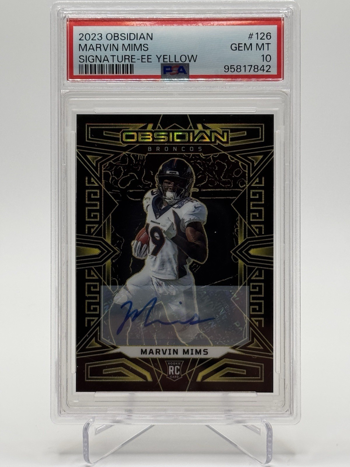 Marvin Mims Panini Obsidian #126 Signature-Electric Etch Yellow