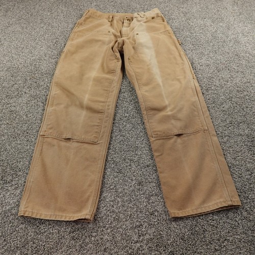 VTG Carhartt Pants Mens 34X32 Tan Brown Double Knee Carpenter Union Made USA 62W