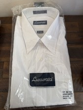 Vintage 1970s Sears Luxurata White Dress Shirt NOS 17 32/33 Perma Press USA