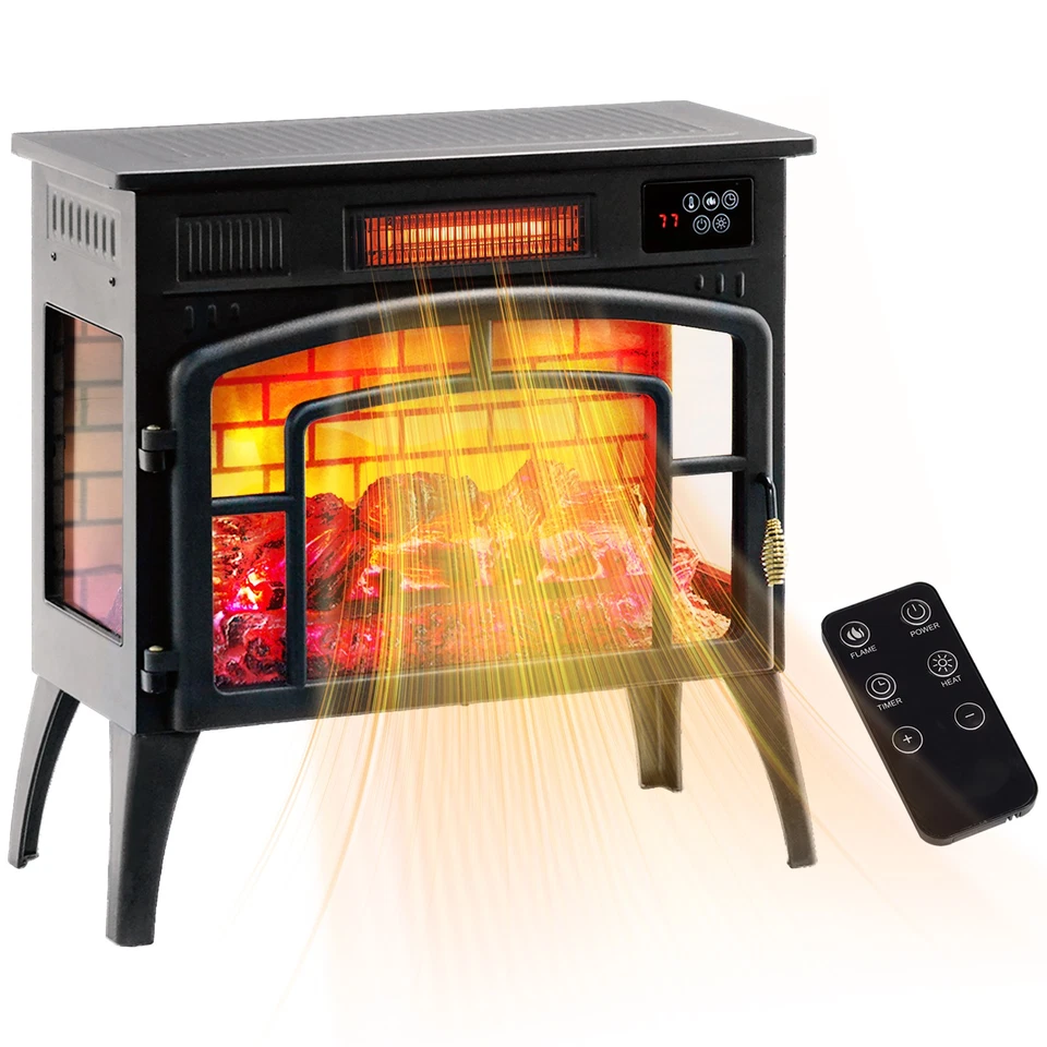 HOMCOM Infrared Electric Fireplace Heater for Indoor, 1500W, Black - Image 3 of 4
