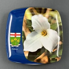 Ashtray Ontario White Trillium and Provincial Crest White Melmac Cigarette Dish
