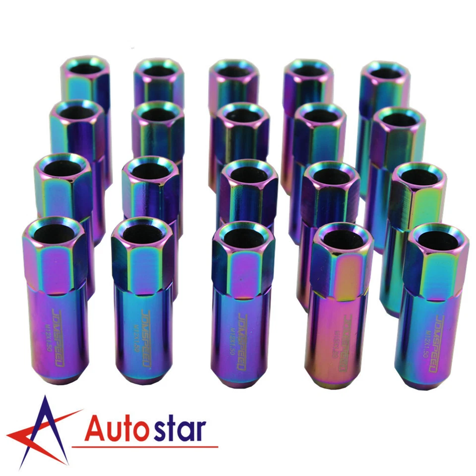 20pcs Neo Chrome M12X1.5 60MM JDMSPEED Extended Aluminum Tuner Racing Lug Nuts - Image 3 of 4