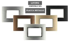 Placca in Metallo Satinato compatibile con Biticino Living Light copri prese