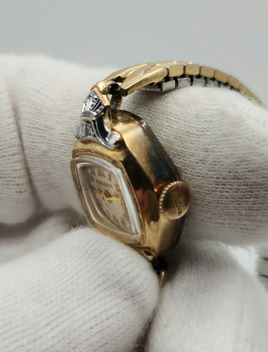 Bulova Ladies Vintage Two Tone 10K Gold Filled Case Swiss 