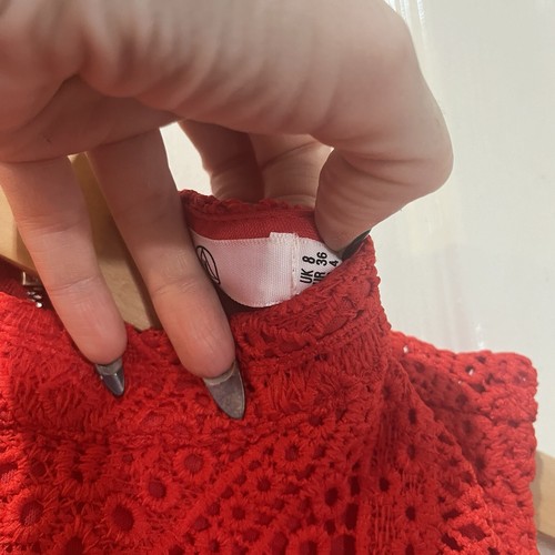Missguided Size 8 UK -cute RED Shorts Playsuit -Crochet - Festival Parties - Picture 4 of 11