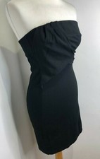 Halston Heritage draped black strapless bodycon pencil event dress US 0 UK 6 8