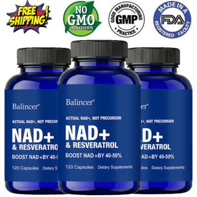 NAD+ & Resveratrol Supplement, Support Cellular Energy, Aging Defense 30/60/120