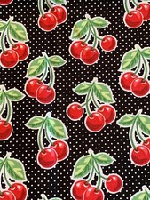 Ladies scrub hat, surgical hat, long or short hair, cherries on black Vashon