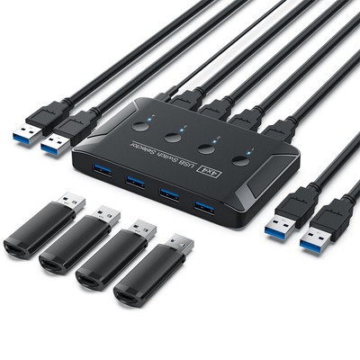 USB 2.0 / 3.0 Switch Selector KVM Switcher for 4 PC Sharing 4 USB Devices
