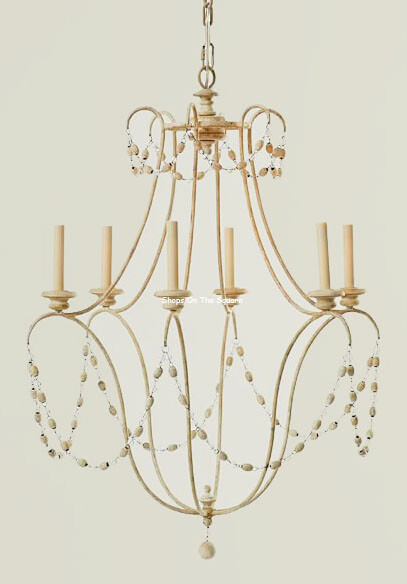 Pottery Barn Rustic Iron Arabella Beaded Chandelier For Sale
