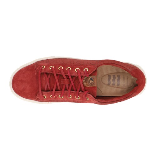 Sperry Anchor Plushwave Croc Lace Up Sneaker Womens Red Sneakers Casual Shoes ST - 第 4/5 張圖片