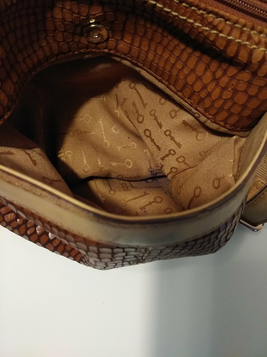 Fossil Maddox Cow Leather Snake Embossed Crossbody Bag Purse
