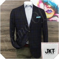 JKT NEW YORK Mens Blazer Sport Coat Casual Jacket Size 44L Flannel Wool Suit