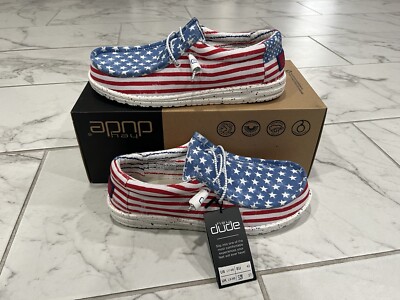 Hey Dude Wally Stars N Stripes USA Shoes Men's Size July 4th