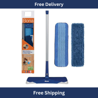 Bona Premium Microfiber Mop For Multi-Surface Floors W/ Telescoping Handle. NEW