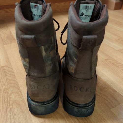 Rocky Gore Tex Hunting Boots Mens 10 M Brown Leather Suede Mossy Oak Camo - Picture 3 of 8