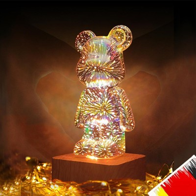 16 Colors 3D Firework Bear Light 5V 5W Glass Table Lamp 1000 MA for Bedroom Desk