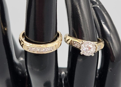 14K Verlobungsring Ehering Set 0,57 ctw Reinheit VS2-SI2 Farbe G Diamant!