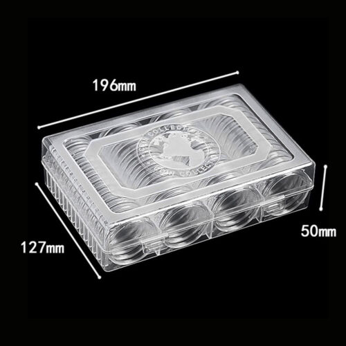 60 Stück 41mm Rund klar Münzkapseln Halter Container Fall mit Lagerung Kasten DE - Bild 4 von 12