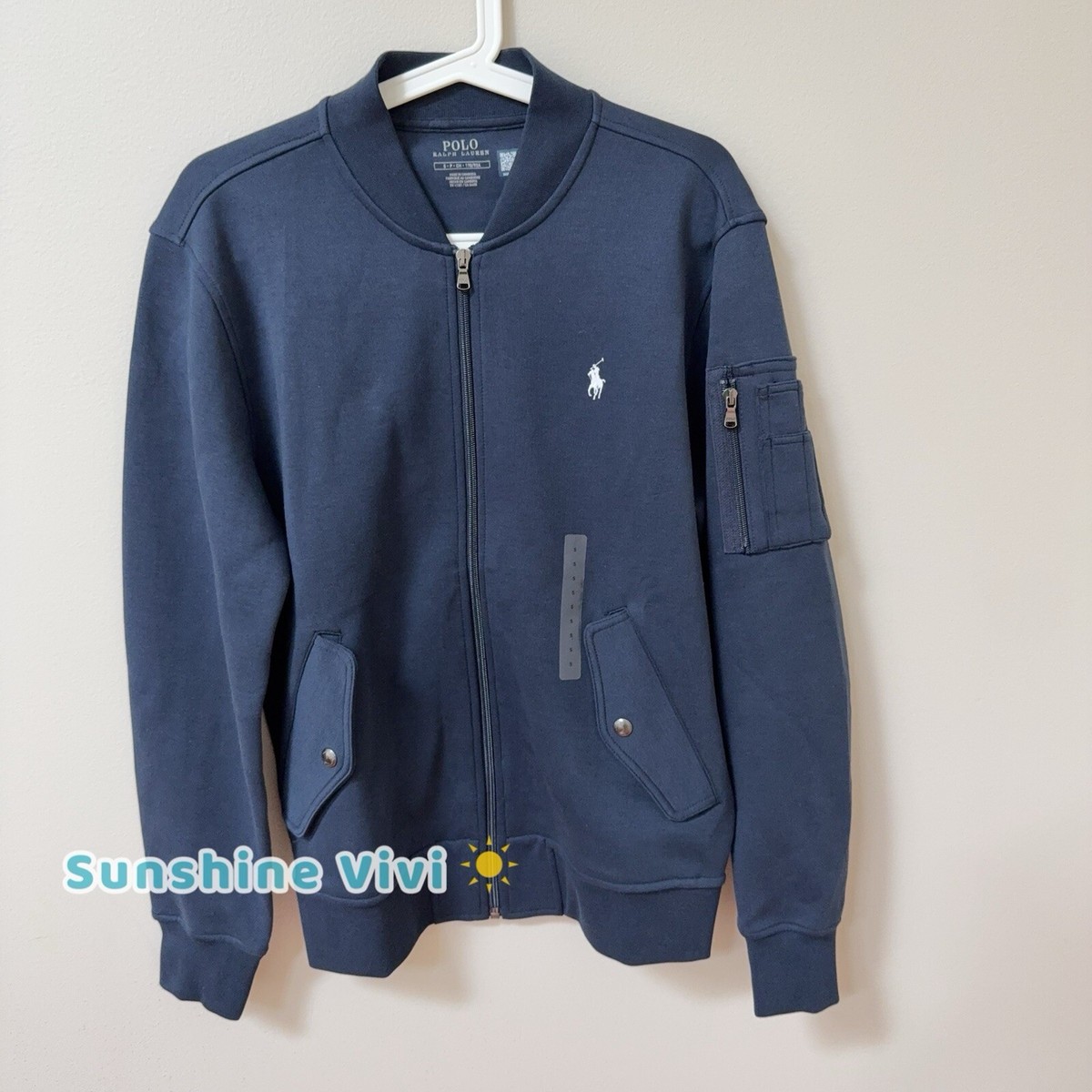 NWT Polo Ralph Lauren Men's Double Knit Bomber Jacket Navy | eBay