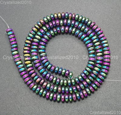 2 Strands Hematite Gemstone Rondelle Spacer Beads 4mm 6mm 8mm Smooth Faceted 16''